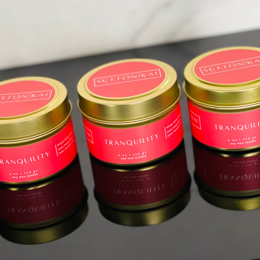 Tranquility Soy Candle  | 4oz Gold Travel Tin