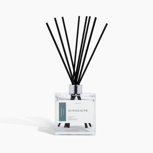 Diffuser with black reeds on a white background