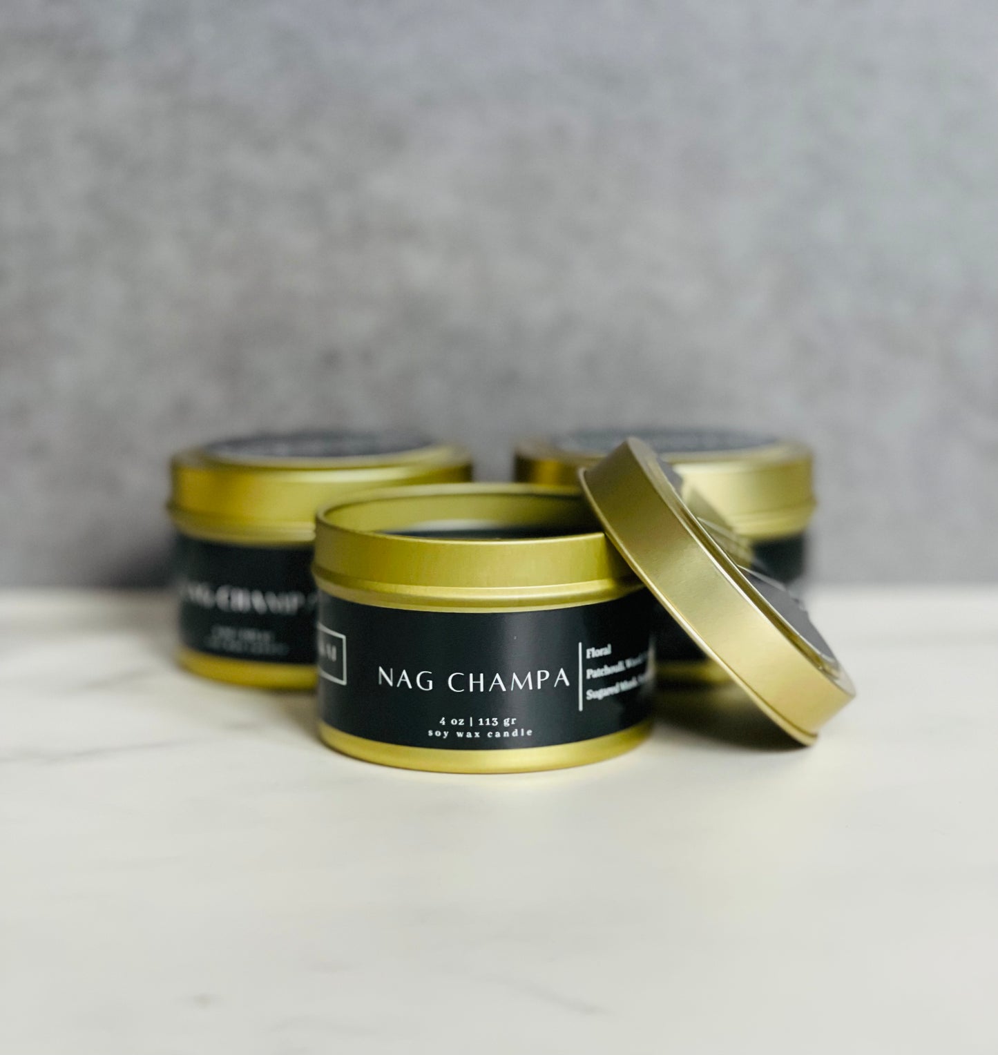 Nag Champa Soy Candle | 4oz Gold Travel Tin Soy Candle