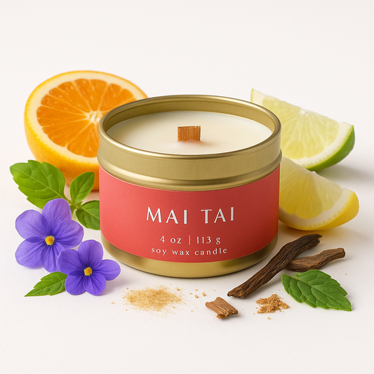 Mai Tai Soy Wax Candle  | 4oz Gold Travel Tin