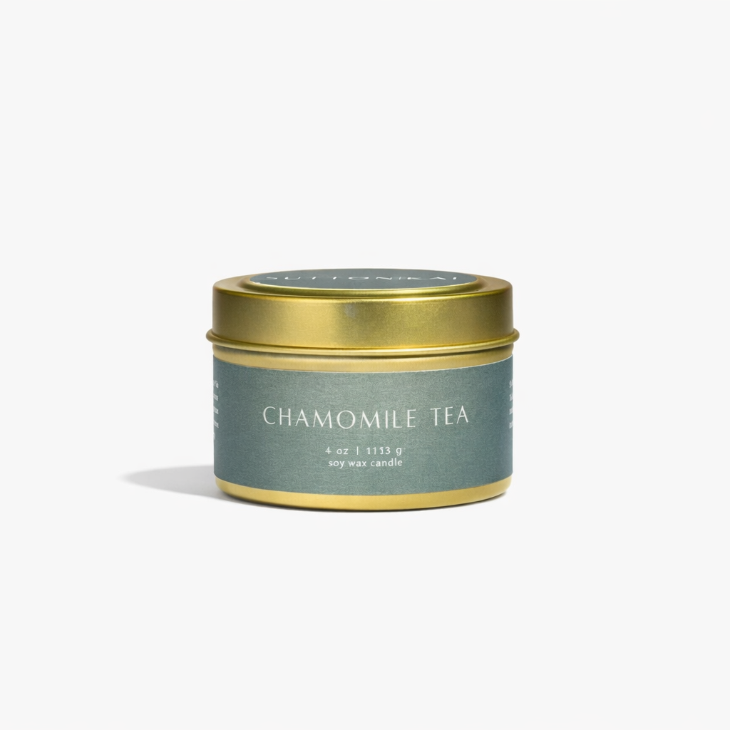 Chamomile Tea Wooden Wick Candle | Soy Travel Candle 4oz