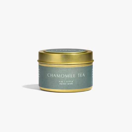 Chamomile Tea Wooden Wick Candle | Soy Travel Candle 4oz