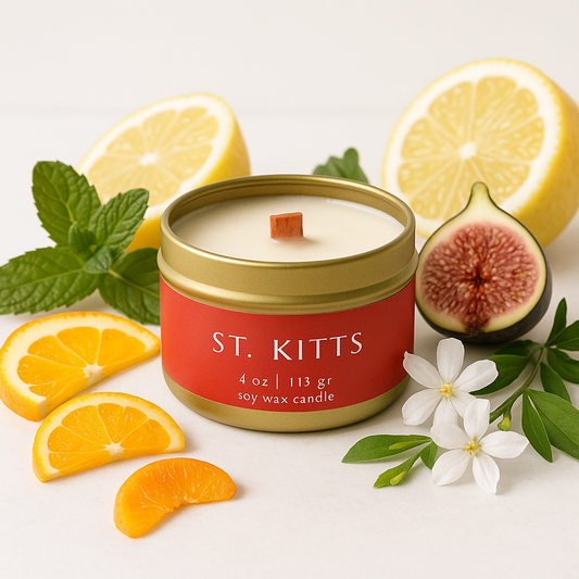 St. Kitts Soy Wax Candle | 4oz Gold Travel Tin