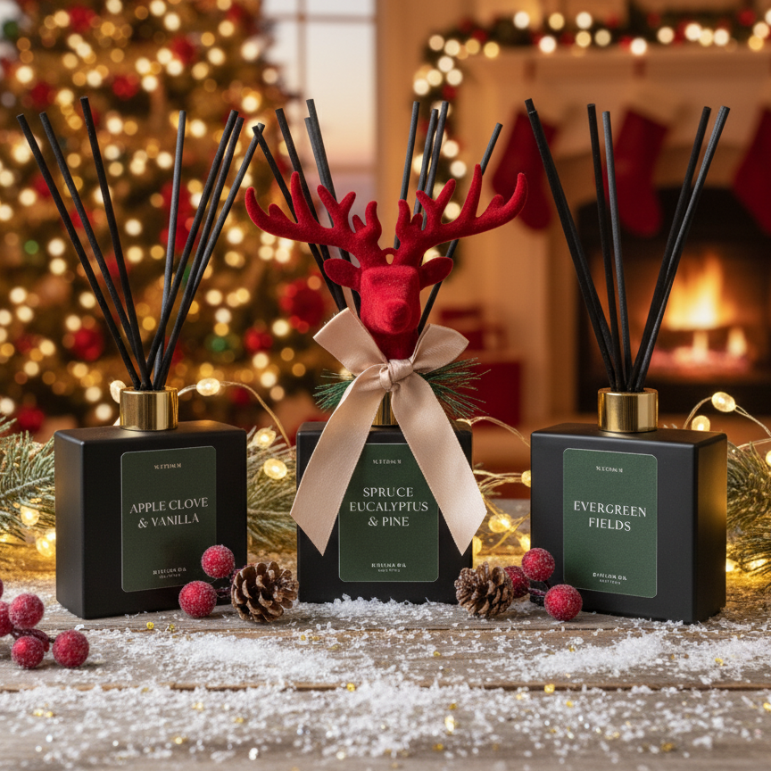 Spruce Eucalyptus Pine in Black Diffuser Glass Bottle