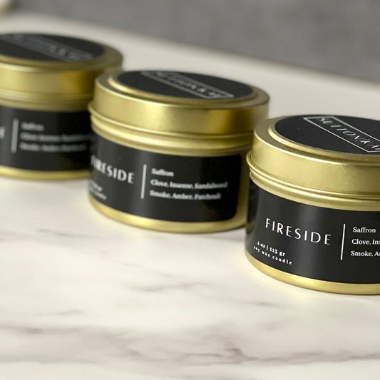 Fireside Soy Candle  | 4oz Gold Travel Tin Soy Candle