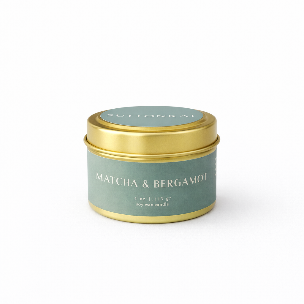 Matcha & Bergamot Wooden Wick Candle | Fresh Citrus & Tea Scent
