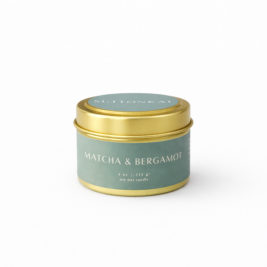 Matcha & Bergamot Wooden Wick Candle | Fresh Citrus & Tea Scent