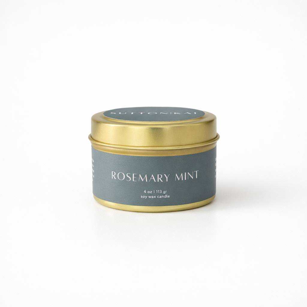 Rosemary & Mint Wooden Wick Candle | Fresh Herbaceous Scent