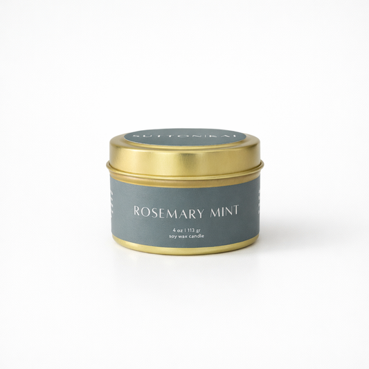 Rosemary & Mint Wooden Wick Candle | Fresh Herbaceous Scent