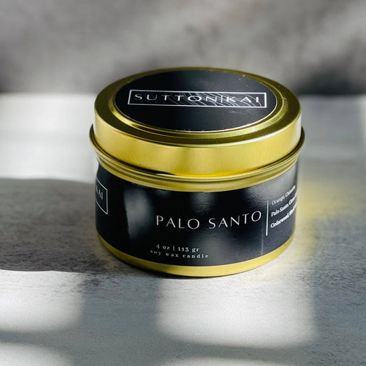 Palo Santo Soy Candle  | 4oz Gold Travel Tin